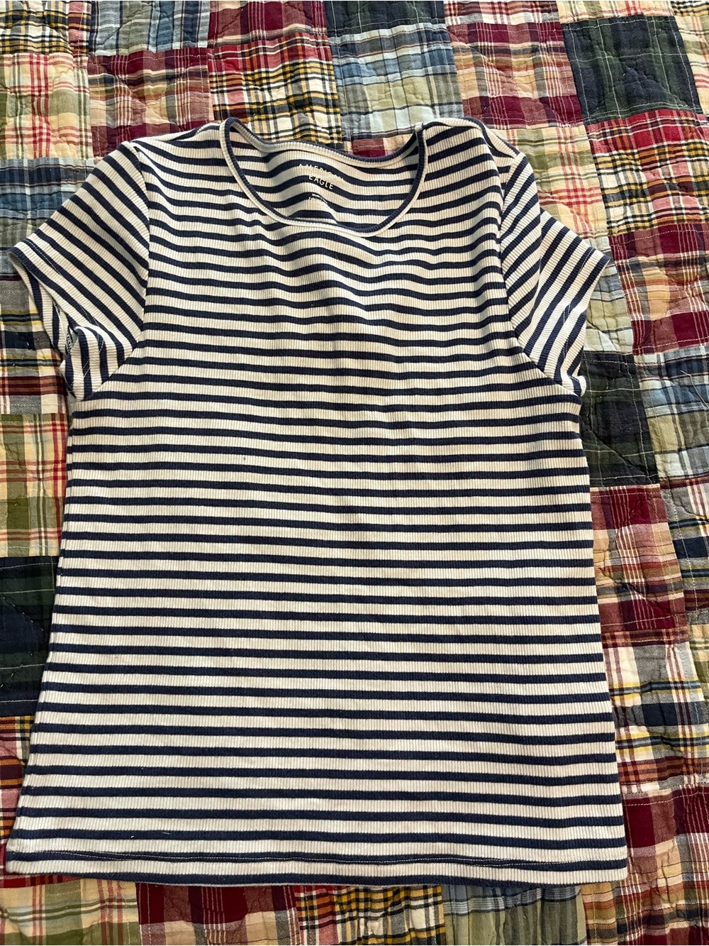 American Eagle striped ribbed tee size large EUC